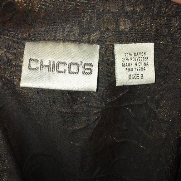 Chicos 2 shimmery cheetah spots button down blouse - Picture 3 of 3